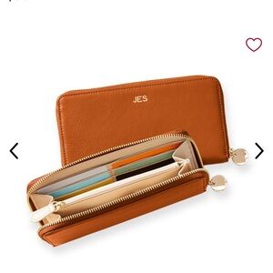 THE ESSENTIAL LEATHER WALLET mark & graham tan monogrammed with KK 
Brand new!